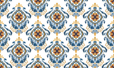 Hand draw african Ikat floral paisley embroidery .geometric ethnic oriental seamless pattern traditional.Aztec style abstract vector illustration.great for textiles, banners, wallpapers, wrapping.