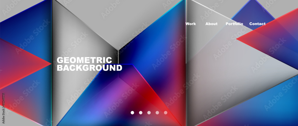Aufkleber a multimedia display device showcasing a geometric pattern of rectangles, triangles in electric blue