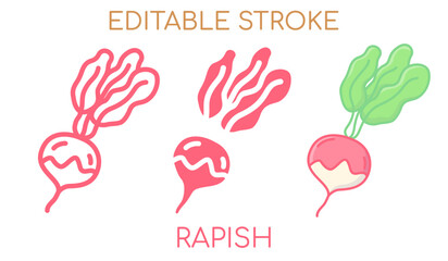 rapish line icon, filled and flat. editable stroke