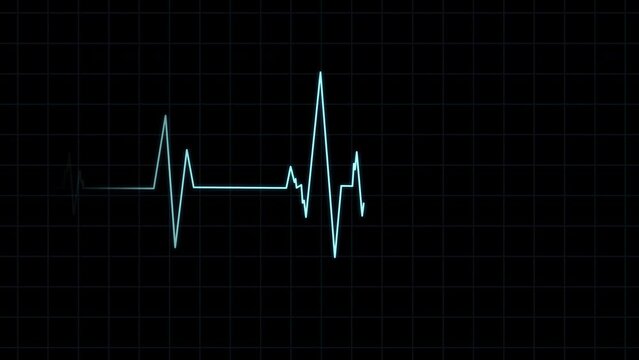 Blue heartbeat pulse indicator monitor animation dark background 3