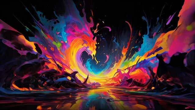 A colorful Abstract background with chaotic shapes, psychedelic art.