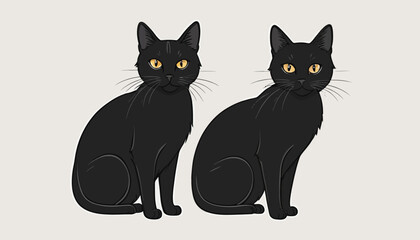 Minimalist Black Cat Doodles: A Playful Pair for Cat Lovers