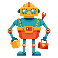 Fototapeta premium A robot with tools for arms and a toolbox
