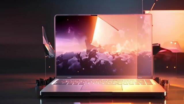 laptop on the table Footage 4k
