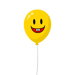 Vector illustration of yellow happy balloon on transparent background