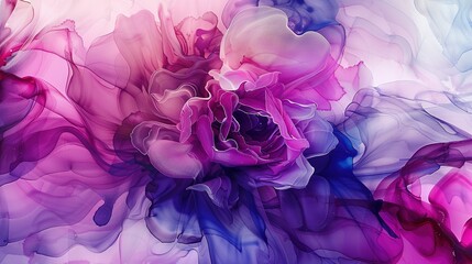 Fototapeta premium Ink Infusion: Abstract Floral Elegance in Colorful Layers