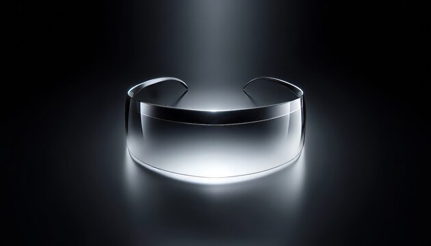 A futuristic visor, sleek and reflective, with gentle curves and light gradients.