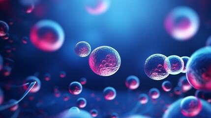 3d illustration visualized Close-up of a laboratory slide showing plasma cells under a microscope.