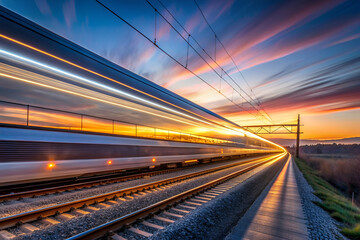 Minimalist Image of a High-Speed Train in Continuous Light Streak