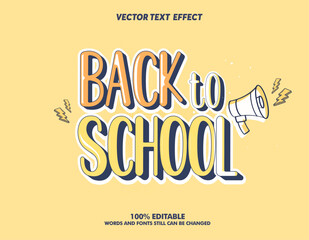 Editable text effect - Back To School 3d Traditional Cartoon template style premium vector
