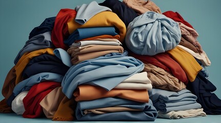 Obraz premium A large, diverse pile of colorful clothing items suggests donation.generative.ai