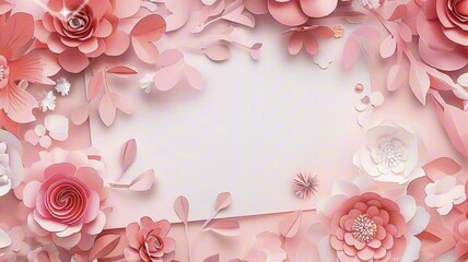 copy space background with paper-cut flower in pastel color - Powered by Adobe