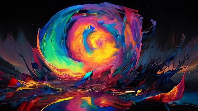 A colorful Abstract background with chaotic shapes, psychedelic art.