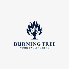 Burning tree logo design vector illustration 