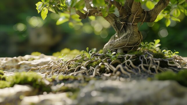 Mangrove roots forest under soil beach conservation environment