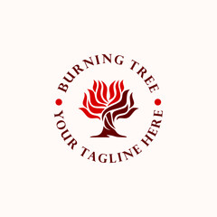 Burning tree logo design vector illustration 