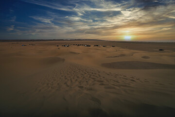 A dusk of sand dune near the camp at Mhamid el Ghizlane in Morocco