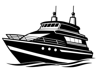 Yacht silhouette vector illustration isolated on a white background. Yacht silhouette concept design.
