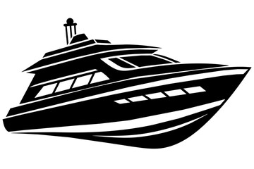 Yacht silhouette vector illustration isolated on a white background. Yacht silhouette concept design.
