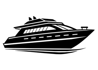 Yacht silhouette vector illustration isolated on a white background. Yacht silhouette concept design.
