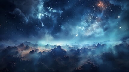 Obraz premium Abstract space, galaxy blue, star field, planetarium show poster