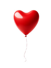 Red heart shaped balloon symbolizes love and celebration, isolated on transparent background. Generative AI