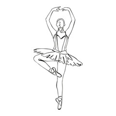 Continuous Line Art Drawing. Ballet Dancer ballerina. Vector Illustration silhouette of a dancer