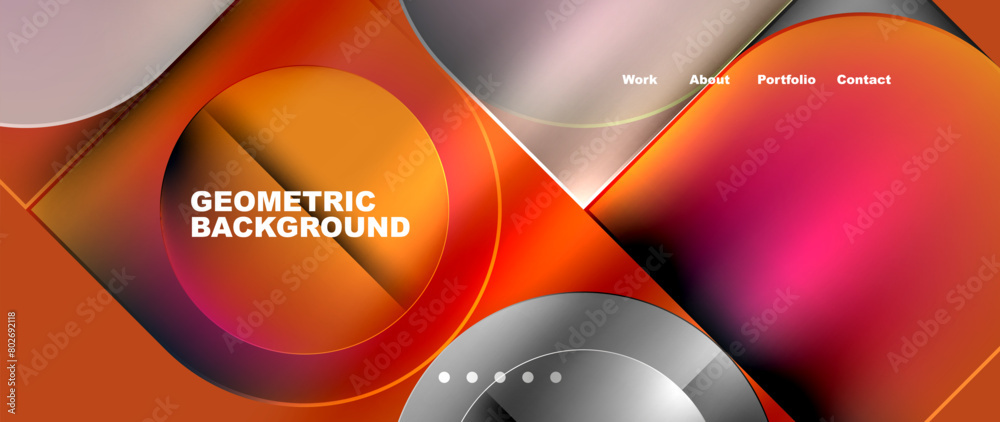Aufkleber A vibrant geometric background featuring circles and squares in shades of orange and amber. This closeup showcases the material properties of automotive lighting and wheel systems