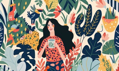 A woman with long dark hair holding coffee in her hands