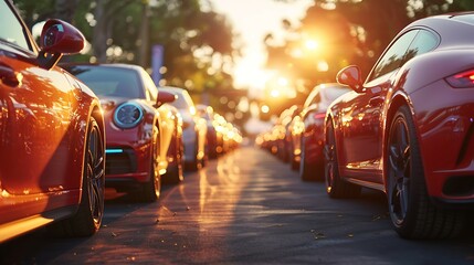 Back View of the space between many car, Car traffic jam in the city