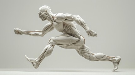 3D rendering image showcasing the biomechanical principles underlying muscle function and movement, including muscle lever systems and force transmission