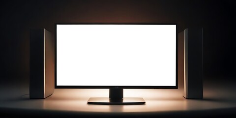 Computer desktop mockup in blank screen.