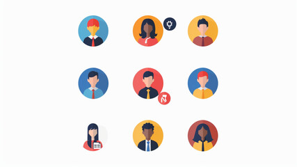 Recruitment flat icons set. Resume, contract, career, skills, human resource, recruit, headhunting, job hiring. Flat icon collection. Colored flat vector illustration Vector style
