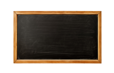 Blank vintage chalkboard with a wooden frame isolated on a transparent background. Generative AI