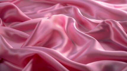 Obraz premium Detailed close-up of silky pink fabric texture, showing smooth folds and soft light.