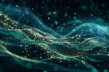 Abstract background with glowing waves of light and dots