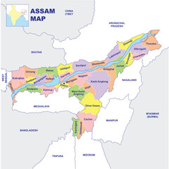 Assam map vector illustration on white background 