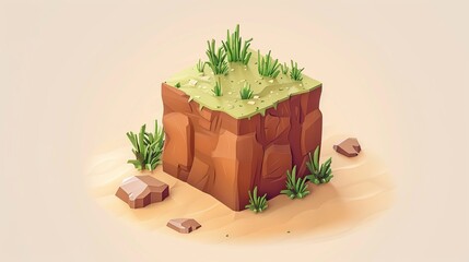 Adorable isometric 3D rendering of a tumbleweed.