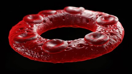 Red Blood Cell Anatomy, A detailed 3D rendering image providing an overview of the structure and components of red blood cells (erythrocytes), including hemoglobin, cell membrane, and biconcave shape