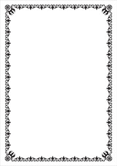 Vector black monochrome RECTANGULAR Kazakh national ornament. Ethnic pattern of the peoples of the Great Steppe, Mongols, Kyrgyz, Kalmyks, Buryats. RECTANGULAR frame border. For design and postcards