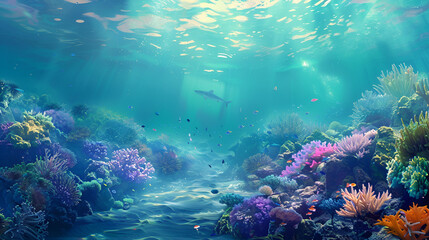 Obraz premium coral reef with shark