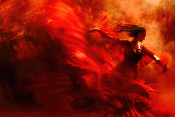The passion of red in flamenco dance