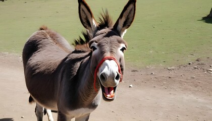 A Donkey With Its Mouth Open Chewing Cud  2 - obrazy, fototapety, plakaty