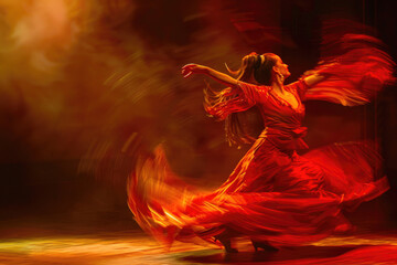 The passion of red in flamenco dance