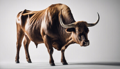 body of muscled bull, isolated white background.
