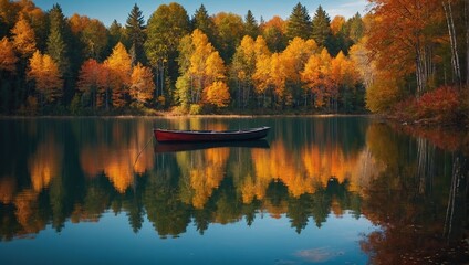 autumn landscape with lake
