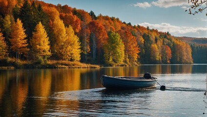 autumn landscape with lake