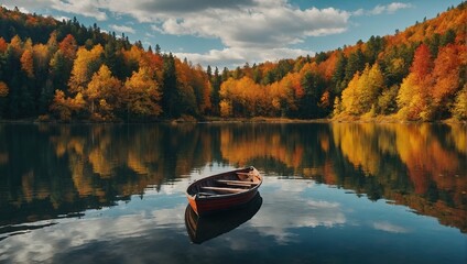 autumn landscape with lake