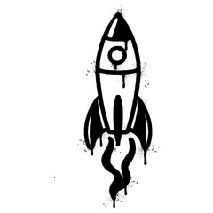 Spray Painted Graffiti Rocket icon Sprayed isolated with a white background. © Doa Bunda