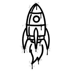 Spray Painted Graffiti Rocket icon Sprayed isolated with a white background.